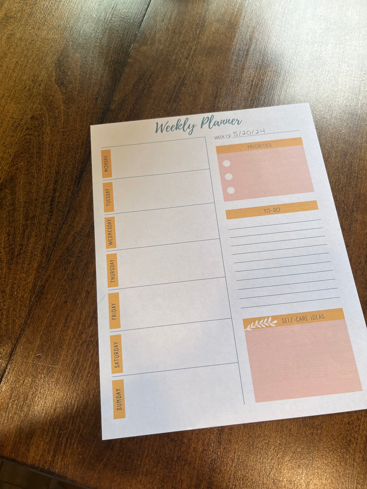 Downloadable PDF Print Daily and Weekly Planners