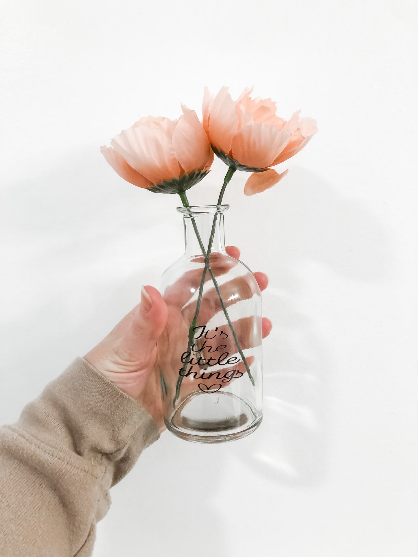 It's The Little Things Vase and Pink Flowers