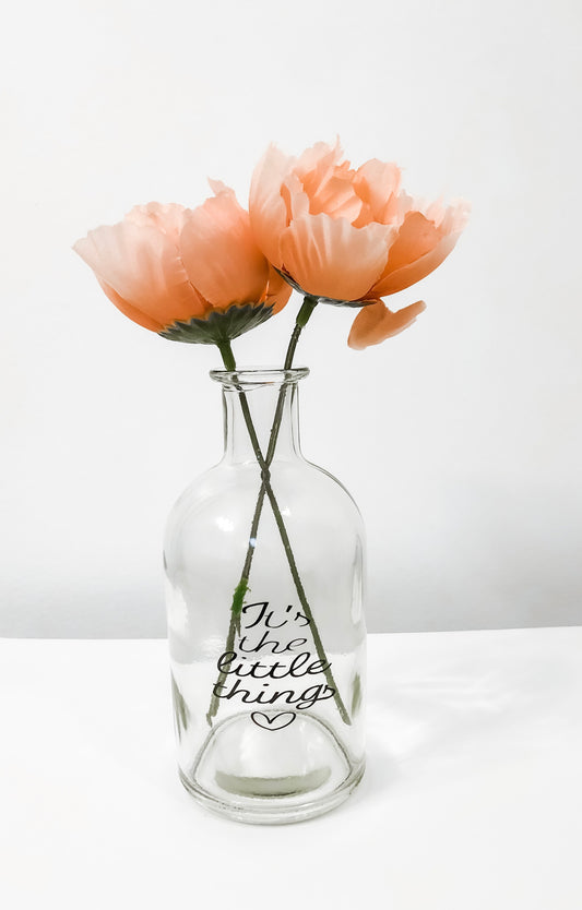 It's The Little Things Vase and Pink Flowers